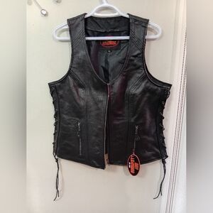 Women's Black Leather Vest